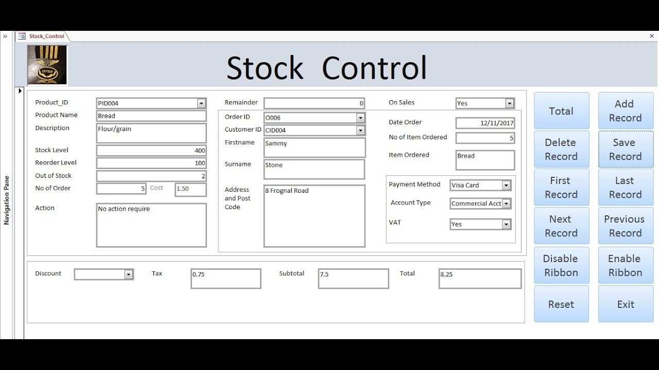 Yt 502 How to Create Stock Control System in Microsoft Access 2016 